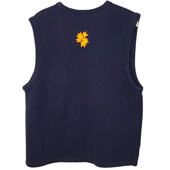 Bobbie Brooks Birdhouse Embroidered Fall Harvest Knit Vest - Picture 2 of 5